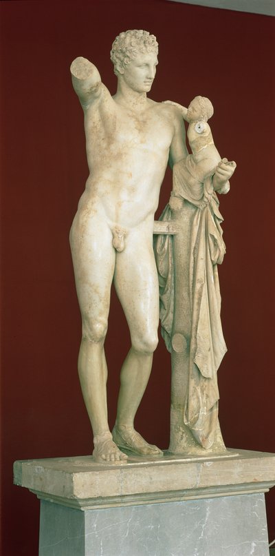 Statua di Ermes e Dioniso bambino, c.330 a.C. da Praxiteles