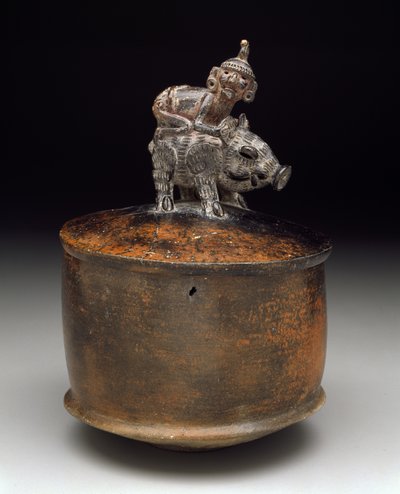 Ciotola con coperchio con un uomo che cavalca un pecari, 250-550 da Pre Columbian Pre Columbian
