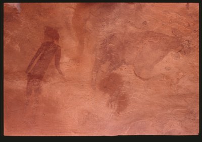 Figura umana e un toro (pittura rupestre) da Prehistoric