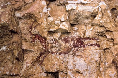 Una capra in corsa, periodo mesolitico, Spagna, grotta Remigia, Barranco de la Gasulla, Ares del Maestre da Prehistoric Prehistoric