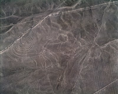 Veduta aerea di una figura di scimmia, Linee di Nazca da Prehistoric Prehistoric
