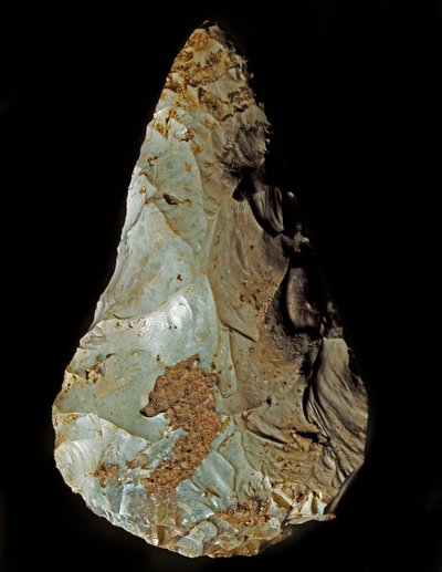 Preistoria: bifacciale litico di tipo Micoquiano. Paleolitico inferiore. Verona, Museo Civico di Storia Naturale, Italia da Prehistoric Prehistoric