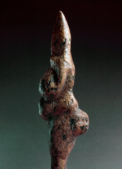 Preistoria: Venere di Savignano, scultura litica antropomorfa trovata nel 1925 a Savignano sul Panaro. Paleolitico superiore, Età della Pietra. Altezza: 22 cm. Museo Nazionale Preistorico Etnografico Luigi Pigorini, Roma, Italia da Prehistoric Prehistoric
