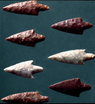 Preistoria, cultura di Rinaldone (Montefiascone): frecce dalla necropoli di Rinaldone. Età del Rame. Eneolitico. 2200 a.C. Roma, Museo Nazionale Preistorico Etnografico Luigi Pigorini da Prehistoric Prehistoric
