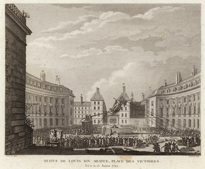 Statua di Luigi XIV rimossa in Place des Victoires da Prieur