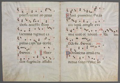Bifolio da un antifonario: Musica da Primo Miniatore di San Domenico