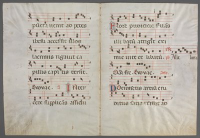 Bifolio da un Antifonario: Musica, c. 1320-1340 da Primo Miniatore di San Domenico