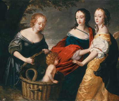 Ritratto allegorico di tre signore e un bambino come Il ritrovamento di Erichthonio da Princess Louise Hollandine of the Rhine
