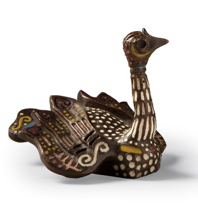 Un fermacarte in bronzo e smalto a forma di cigno da Princess Maria Tenisheva