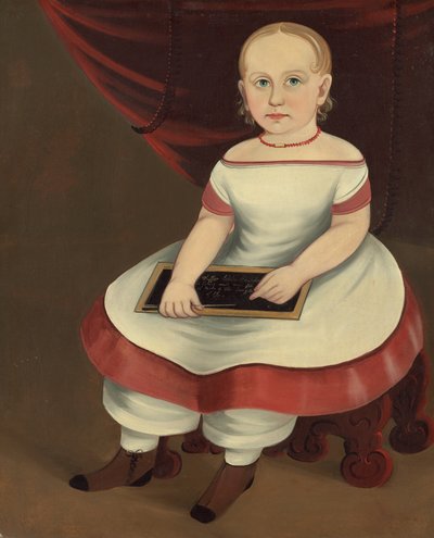 Bambina con lavagna da Prior Hamblin School
