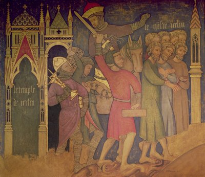 La cattività degli ebrei, ricostruzione di un dipinto murale originariamente nella Camera Dipinta del Palazzo di Westminster da Professor Ernest Tristram