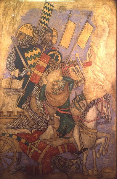 La storia di Antioco, ricostruzione di un dipinto murale originariamente nella Camera Dipinta del Palazzo di Westminster da Professor Ernest Tristram