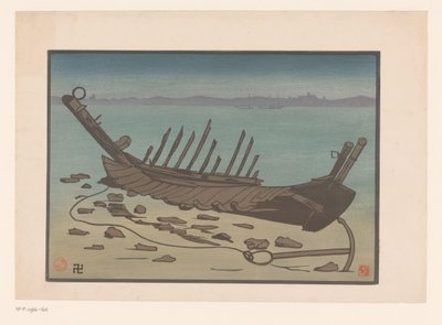 Relitto di una barca a remi sulla spiaggia di Cancale da Prosper Alphonse Isaac