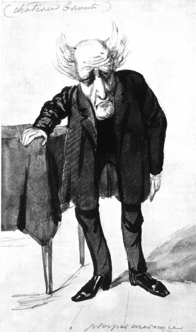 Francois Rene scrittore francese, visconte di Chateaubriand (1768-1848) scrittore francese, caricatura di Prosper Merimee da Prosper Merimee