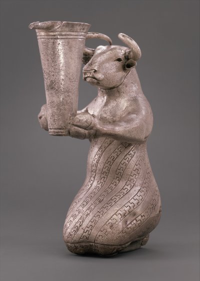 Toro inginocchiato che tiene un vaso con beccuccio, c.3000 a.C. da Proto Elamite Proto Elamite
