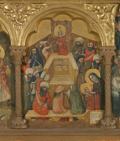 Polittico della Dormizione della Vergine, dettaglio di Gesù con i dottori da Pseudo Jacopino di Francesco