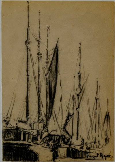 Vele, Narcís Puget Riquer, disegno a carboncino, museo Puget, casa nobile di Can LLaudis, Dalt Vila, Ibiza, Isole Baleari, Spagna da Puget Riquer