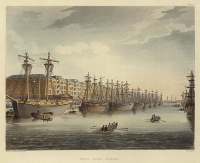 Docks delle Indie Occidentali da Pugin and Rowlandson