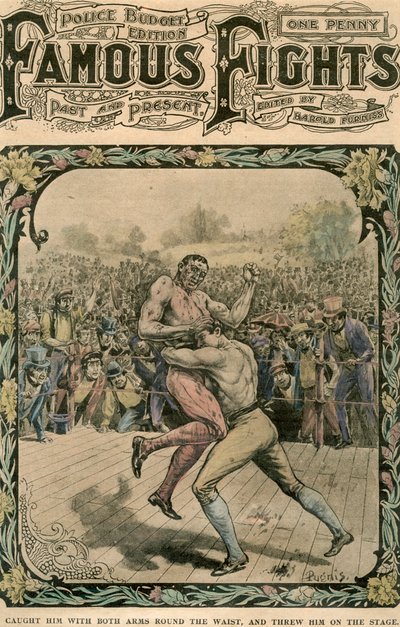 Lo afferrò con entrambe le braccia intorno alla vita e lo gettò sul palco, c1890-c1909 da Pugnis