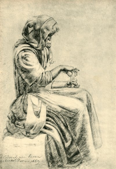 Donna seduta con carte da gioco, 1669, 1943 da Pupil of Gerard ter Borch II