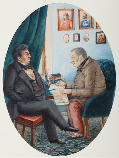 Faddey Venediktovich Bulgarin e Nikolay Ivanovich Gretsch, 1849 da Pyotr Andreyevich Karatygin