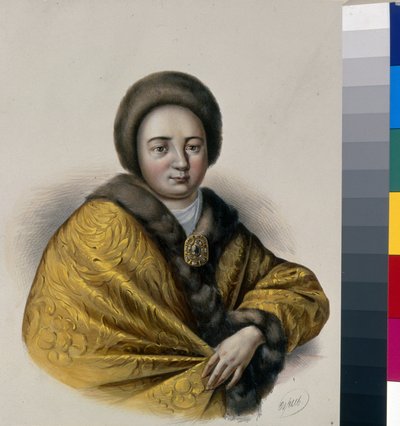 Ritratto della zarina Natalia Naryshkina (Narychkina) (1651-1694), moglie dello zar Alessio I di Russia (1629-1676) da Pyotr Fyodorovich Borel