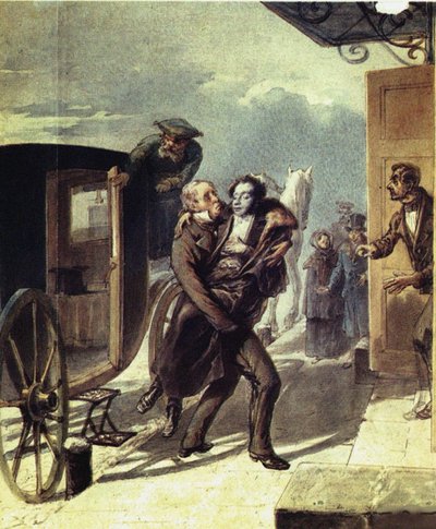 Pushkin dopo il duello da Pyotr Fyodorovich Borel