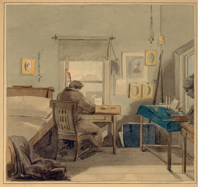 Al lavoro. Nella Casa di Pavel Nashchokin, 1824 da Pyotr Fyodorovich Sokolov