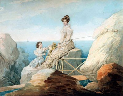 Imperatrice Alexandra Fyodorovna con la figlia Granduchessa Maria Nikolaievna di Russia da Pyotr Fyodorovich Sokolov