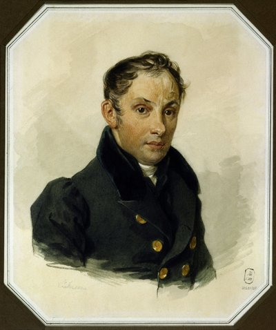 Ritratto del poeta Vassili Joukovski (1783-1852) - Opera di Pyotr Fyodorovich Sokolov (1791-1848) acquerello su carta, circa 1820 - Museo Memoriale A. Pushkin, San Pietroburgo (Russia) da Pyotr Fyodorovich Sokolov