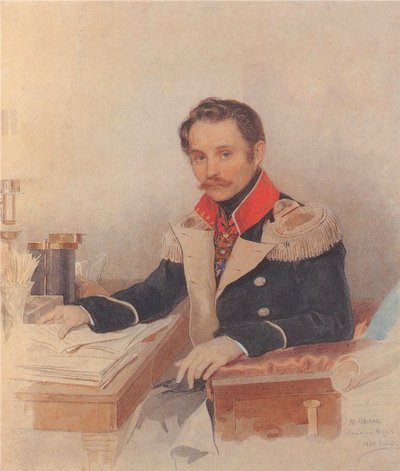 Ritratto di Leonty Vasilievich Dubelt 1792-1862, Capo di Stato Maggiore del Corpo dei Gendarmi, 1834 da Pyotr Fyodorovich Sokolov