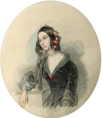 Ritratto della poetessa Yevdokiya Rostopchina, 1811-1858, 1846 da Pyotr Fyodorovich Sokolov