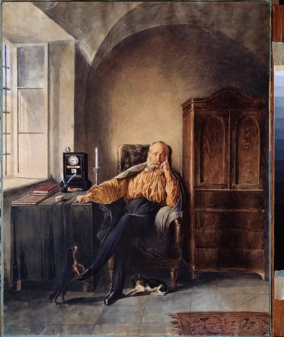 Ritiro. (Un uomo solo, assorto nei suoi pensieri al suo tavolo) da Pyotr Fyodorovich Sokolov