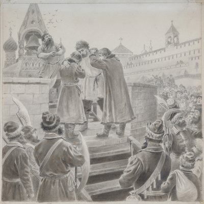 Illustrazione alla poesia Il Canto del Mercante Kalashnikov di M. Lermontov da Pyotr Ivanovich Korovin