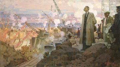 Maxim Gorky (1868-1936) alla costruzione della centrale idroelettrica 