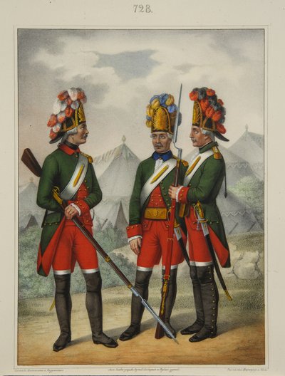 Granatieri del reggimento Preobrazhensky, Semenovsky e Izmailovsky nel 1763-1775, primi anni 1840 da Pyotr Ivanovich Razumikhin