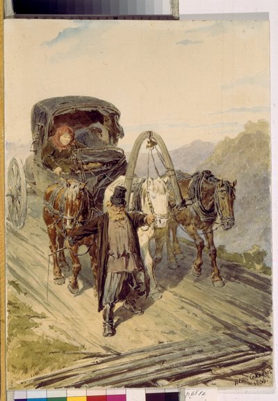 Troika (carrozza russa trainata da tre cavalli) da Pyotr Petrovich Sokolov