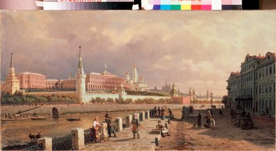 Vista del Cremlino dal lungofiume Sofia, a Mosca - Dipinto di Pyotr Petrovich Vereshchagin (1836-1886), olio su tela da Pjotr ​​​​Petrowitsch Wereschtschagin