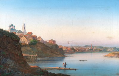 La Chiesa della Dormizione a Krutitsy a Mosca con il Monastero di Simonov sullo sfondo, 1858 da Pyotr Sergeevich Stepanov