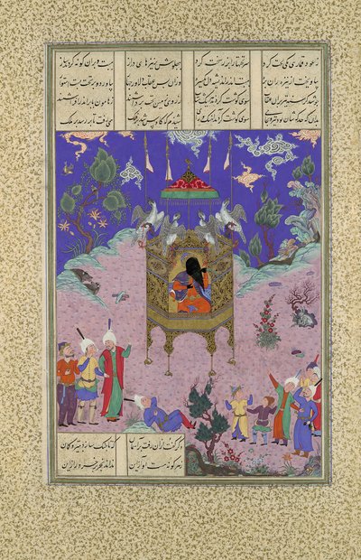 Kai Kavus ascende al cielo, Folio 134r dal Libro dei Re Shahnama da Qadimi