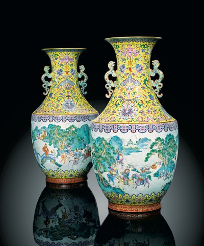 Un paio di vasi imperiali Famille Rose da Qing Dynasty   Jiaqing Period Chinese School