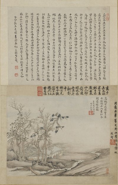 Uno studioso nel suo studio di montagna da Qing Dynasty Chinese School