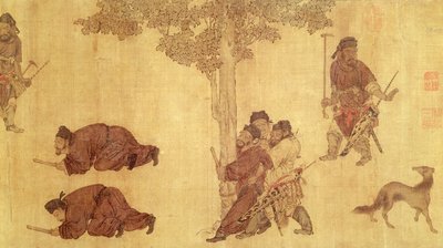 Scena di caccia da Qing Dynasty Chinese School