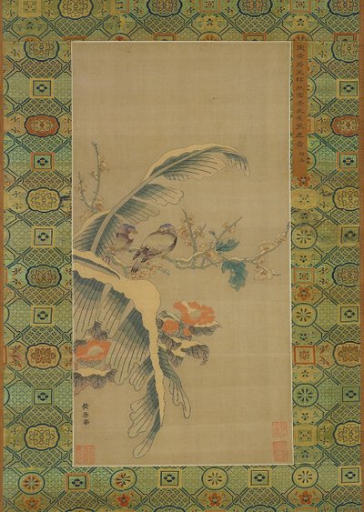 Arazzo Kesi di uccelli e alberi carichi di neve da Qing Dynasty Chinese School
