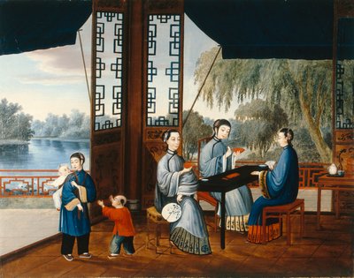 Signore che giocano a carte da Qing Dynasty Chinese School