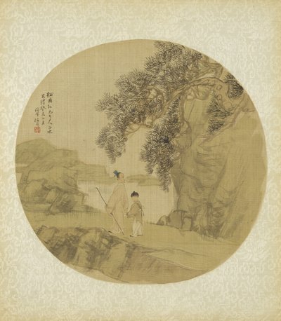 Paesaggio con figure da Qing Dynasty Chinese School