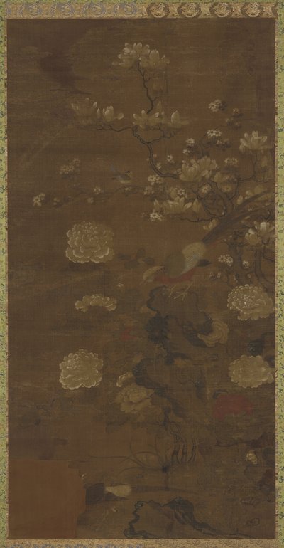 Magnolie, peonie e fagiani da Qing Dynasty Chinese School