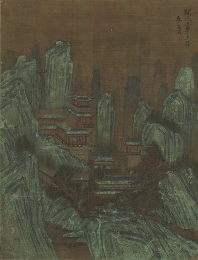 Cime montuose e palazzi da Qing Dynasty Chinese School