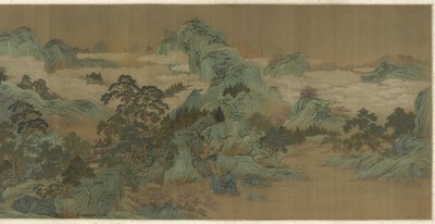 Paesaggio fluviale in blu e verde, XVII-XVIII secolo da Qing Dynasty Chinese School