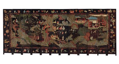 Schermo coromandel a dodici pieghe, XVIII secolo da Qing Dynasty Chinese School